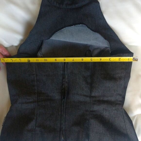 XOXO Denim Jewelled  Neck Halter Top - Picture 8 of 11